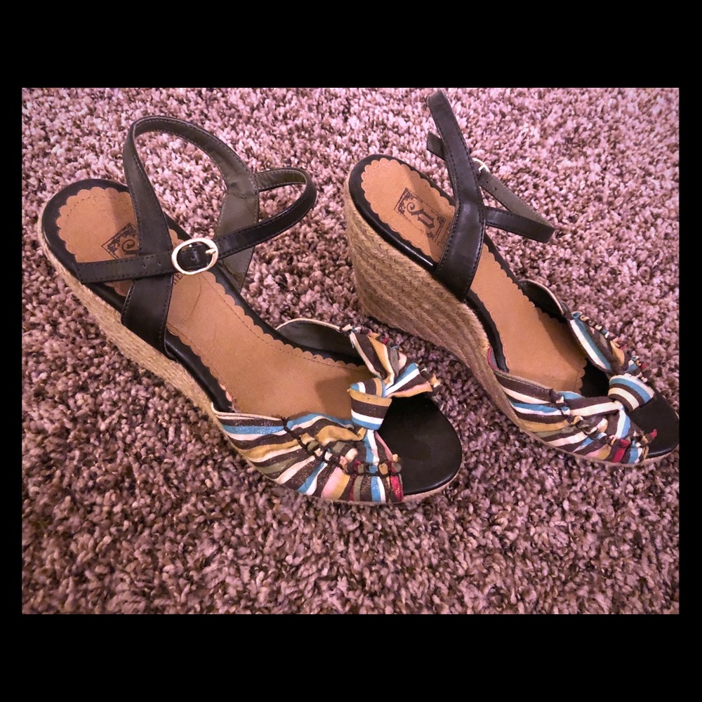 Colorful  Peep Toe Wedges